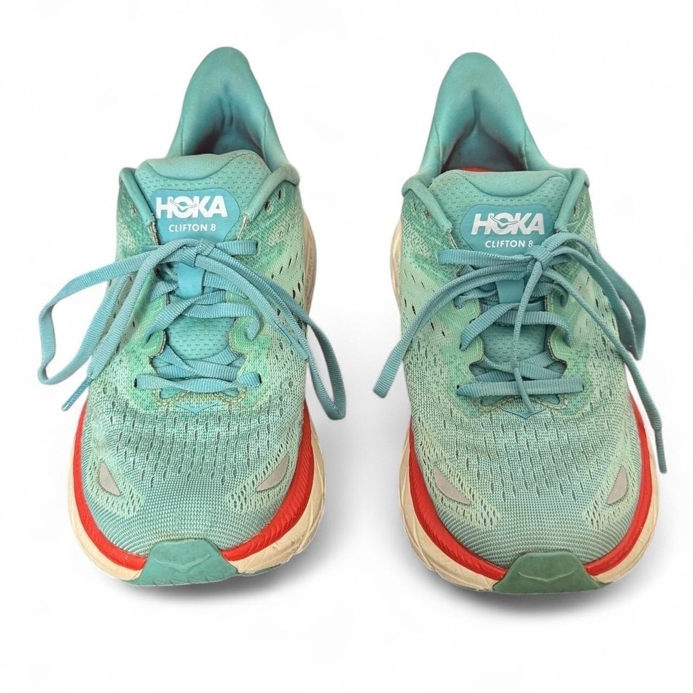 HOKA Clifton 8 One One Womens 8.5 B Aqua Blue Running Shoes 1119394 Gym Running
